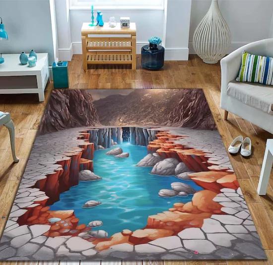 3D Rug Deep Hole Rug 3D Huge Crack Illusion Rug,Optical Illusion Rug 3D Design Rug, Glamorous Rug Deep Water Rug Home Decoration