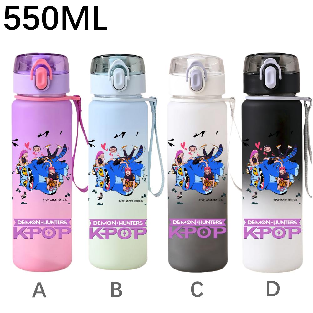 550ML KPop Demon Hunters Cartoon Print Sport Water Bottle Leak Proof Water Cup Outdoor Sports Drinking Bottle Birthday Gifts
