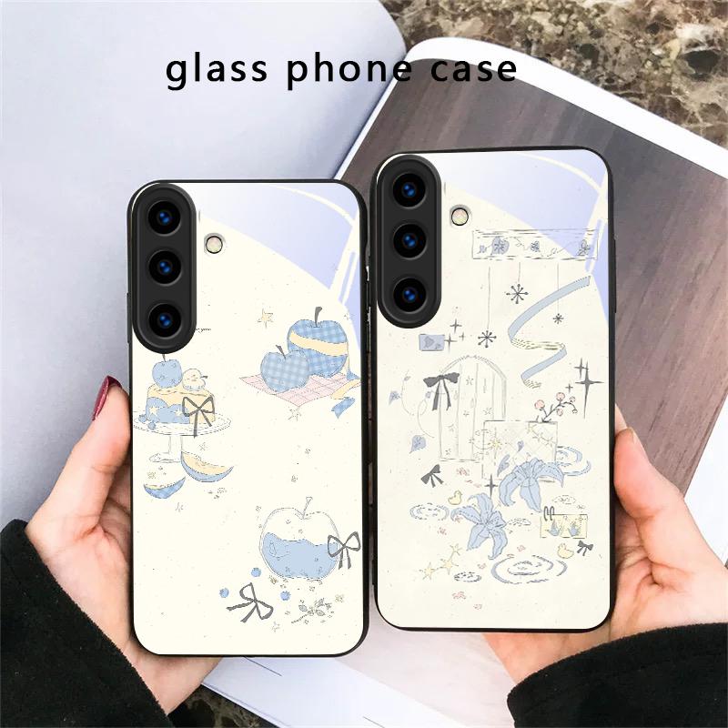 Fresh and Healing Breeze For Samsung Galaxy S20 S21 S22 S23 Plus S24 FE S25 Ultra S26 Edge S25+ S20+ S22+ Black Glass Phone Case