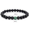 Matte Black & Malachite Stone Couple Bracelet - 8mm Frosted Design
