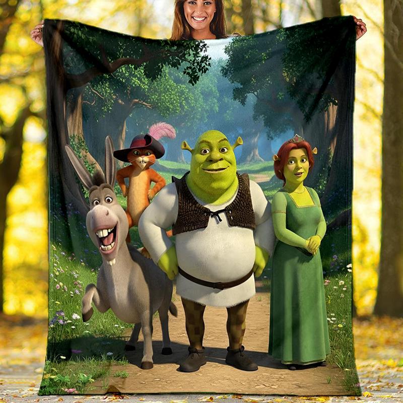 Shrek Theme Printed Blanket Perfect For Couch Bed Travel Outdoor Use Machine Washable Cozy Durable