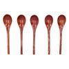 5pcs Wooden Spoon Non Slip Slow Heat Conduction Table Spoon with Long Handle for Cooking Stirring Hot Soup