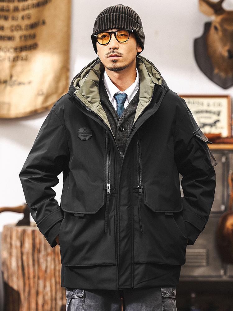 American Workwear Men's Mid-Length Hooded Winter Parka Jacket