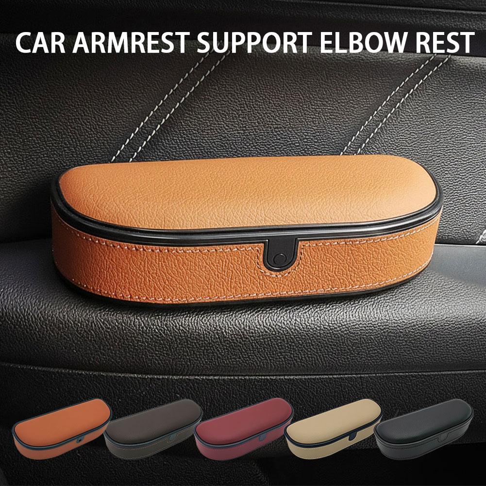 Car Armrest Support Elbow Rest Pad Universal Storage Box ABS + PU  Leather Organizer Arm Heightening Pad For Most Cars Sedan SUV