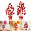 Red Potted Flower New Year Decoration Ornament Crafts Table Centerpiece