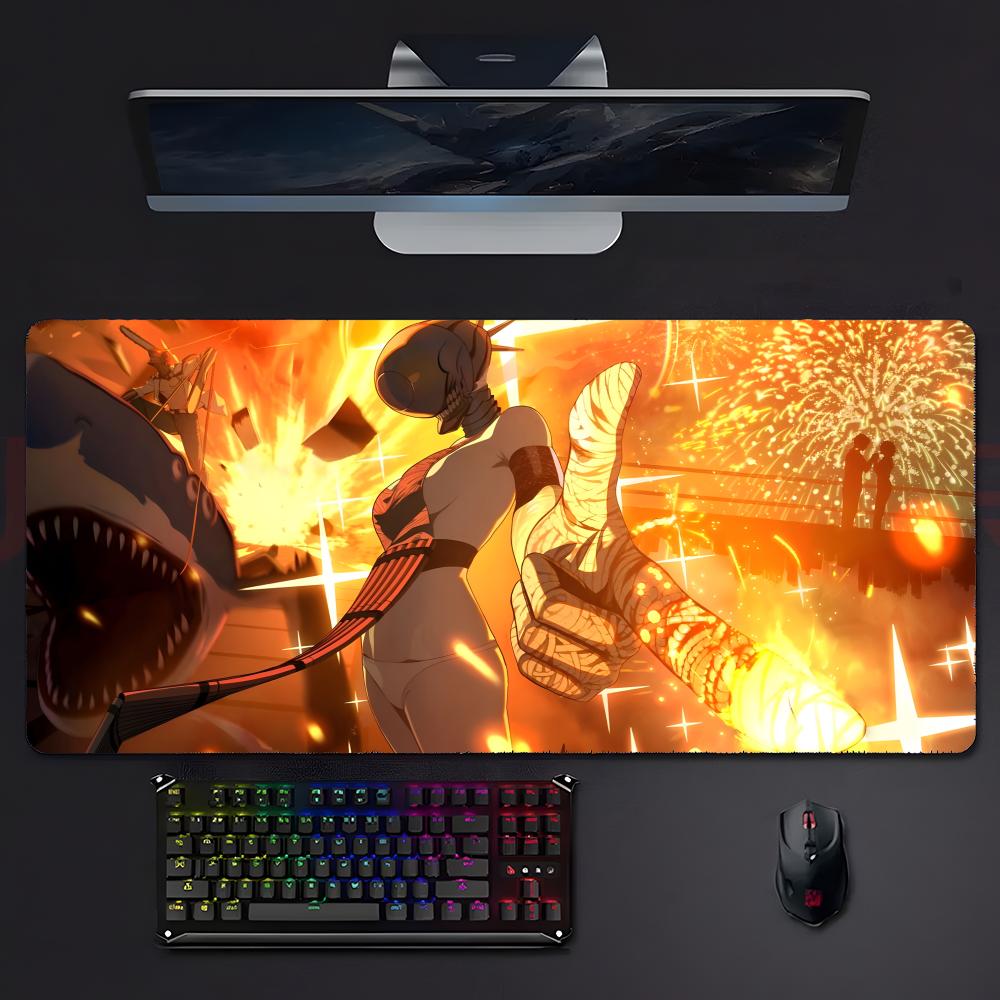 Anime Attraktives Reze Kettensägenmann Mauspads Großes Gaming-Mauspad Mit Genähten Kanten Verdickte Schreibtischunterlage PC
