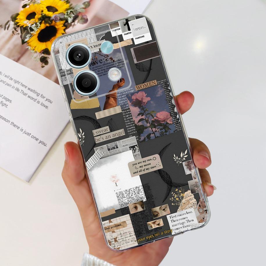 For Xiaomi Redmi Note 13 2024 Case Fashion Flower Soft Phone Case For Xiaomi Redmi Note 13 5G Soft Fundas Bumper Note13 4G Coque