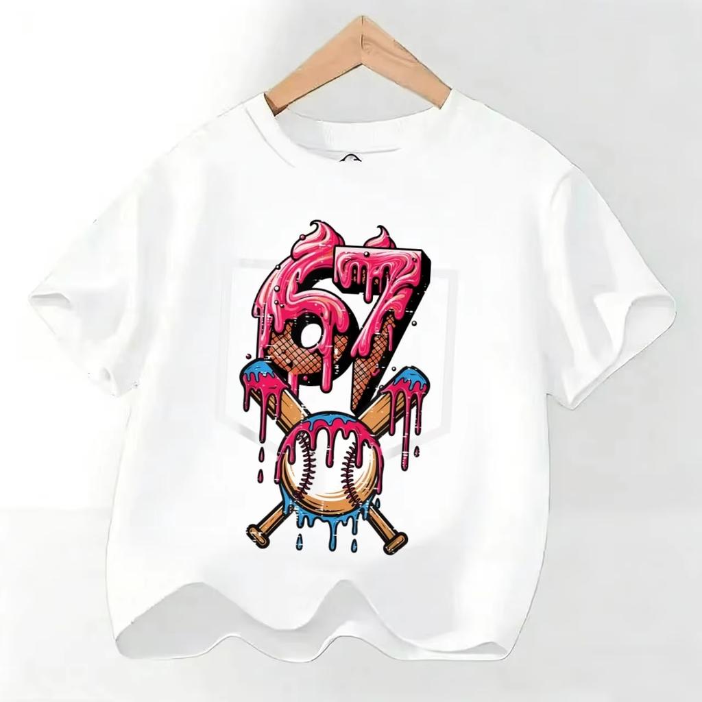 Kids 67 Themed Colorful Print TShirt Soft Cotton Fabric Breathable and Comfortable Ideal for Toddlers and Childrendf0351