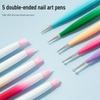 Nail Art Pen Set: Double-Ended Dotting & Rhinestone Tools, 5-Piece Brush Collection