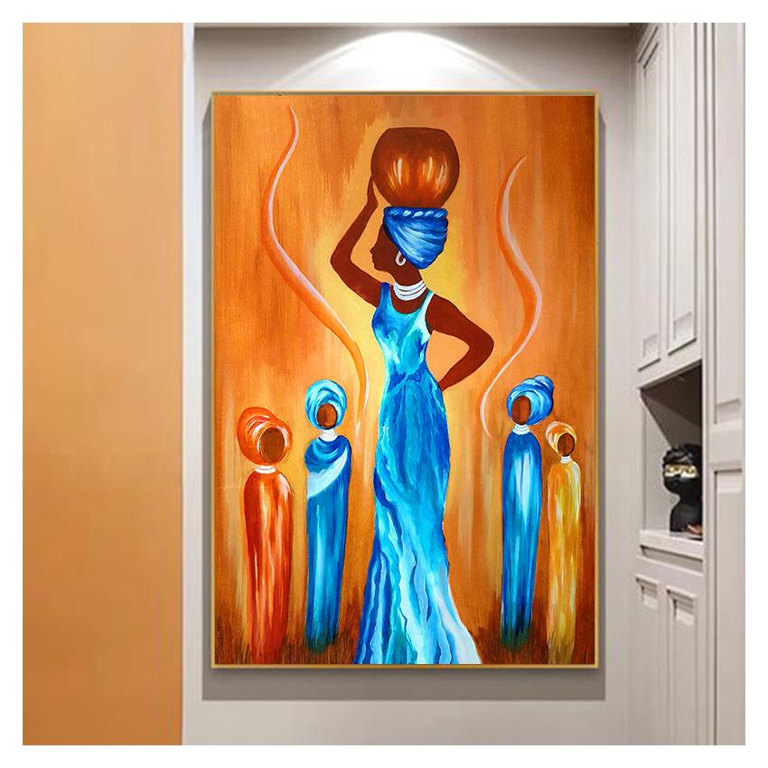 Wall Art Canvas Painting Poster For Home Decor Posters And Prints Unframed Decorative Pictures African Women Life Vintage Style