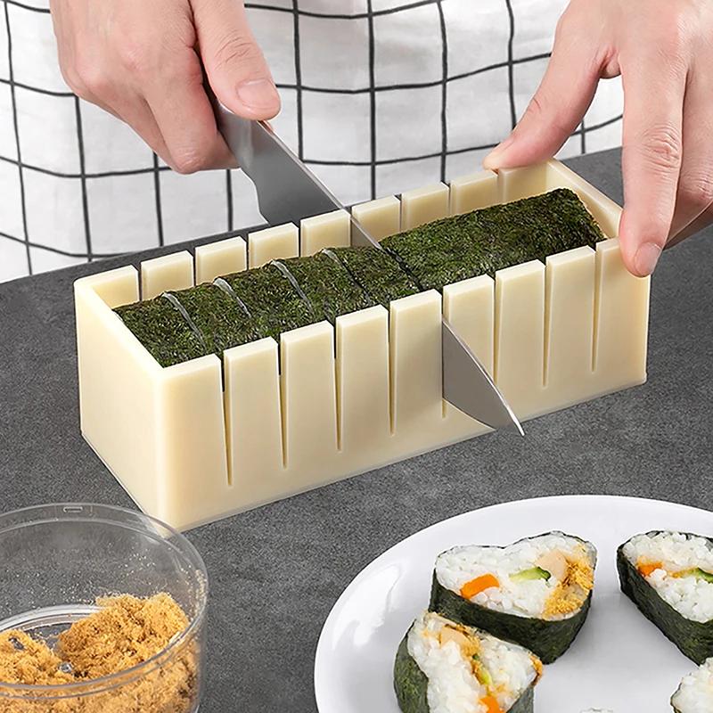 ערכת הכנת סושי DIY תבנית עגולה לאורז עוגת אצות תבנית פלסטיק מגרסת סושי מרובעת כלי הכנה כלי בישול למטבח