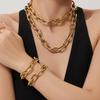 18K Gold-Plated Hip Hop Chain Necklace & Bracelet Set - European & American Style, Stainless Steel, Simple Luxury