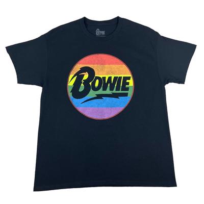 David Bowie T-Shirt Men L Rainbow Rock Band Logo Music Rockstar Pride NEW