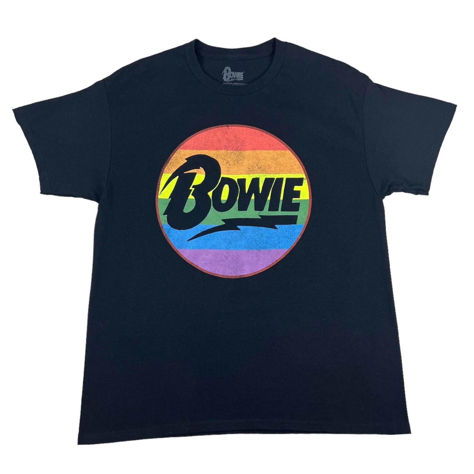 

David Bowie T-Shirt Men L Rainbow Rock Band Logo Music Rockstar Pride NEW XL