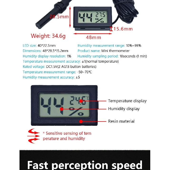 Mini Convenient Digital LCD Thermometer Sensor Hygrometer Gauge Refrigerator Aquarium Monitoring Display Humidity Detector