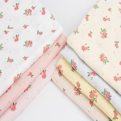 135x100cm Small Floral Double Gauze Cotton Sewing Texture Crepe Fabric, Making Home Wear Pajamas Cloth