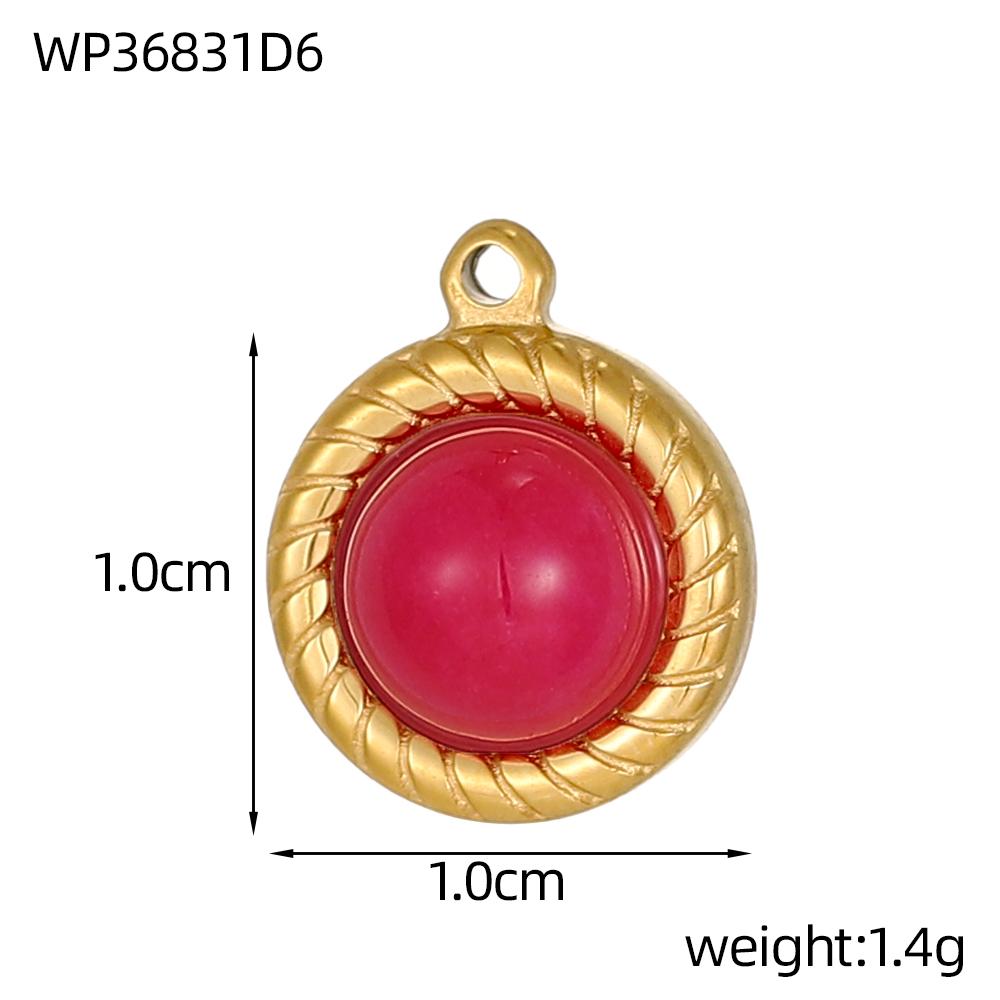 CARLIDANA Vintage Stainless Steel Pendant Gold Plated Multi-Colored Round Natural Stone Handmade Diy Necklace Jewelry Charms
