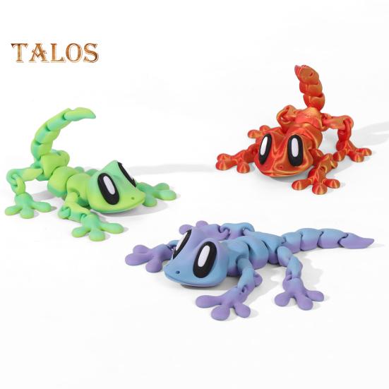 3D Printed Gecko Toy Magnetic Articulated House Lizard Figurine Animal Fidget Toy for Refrigerator Magnet Computer Monitor Decor
