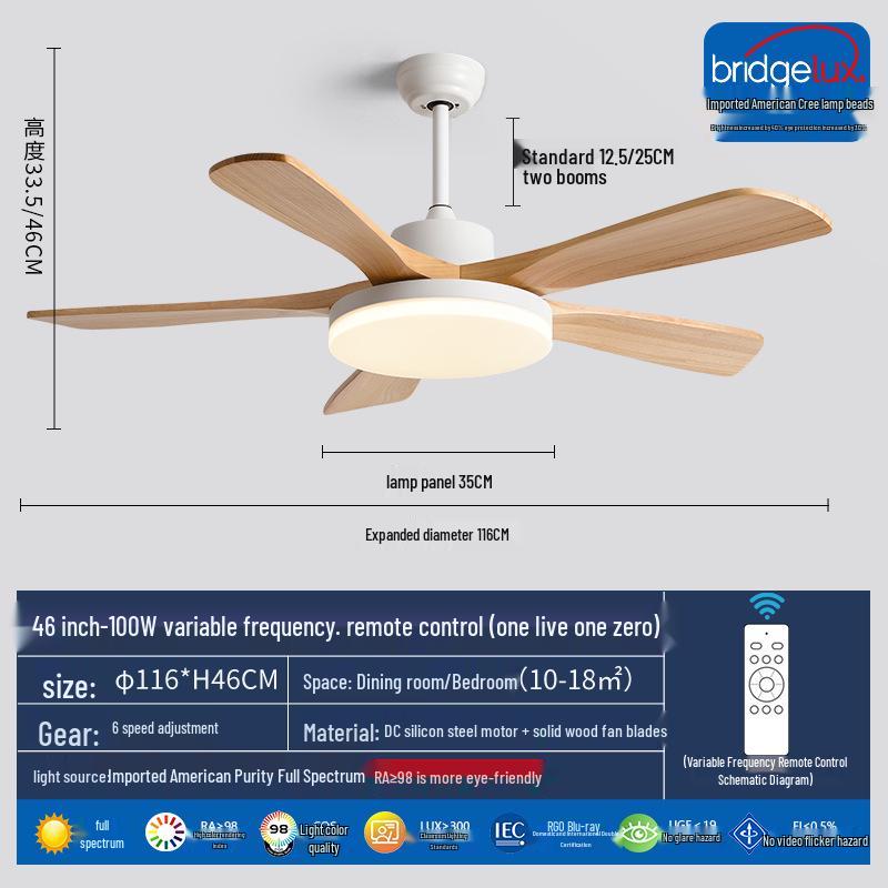 Mid-Century Walnut Ceiling Fan Light for Nordic Living Room, Bedroom, or Dining Room - Solid Wood Design