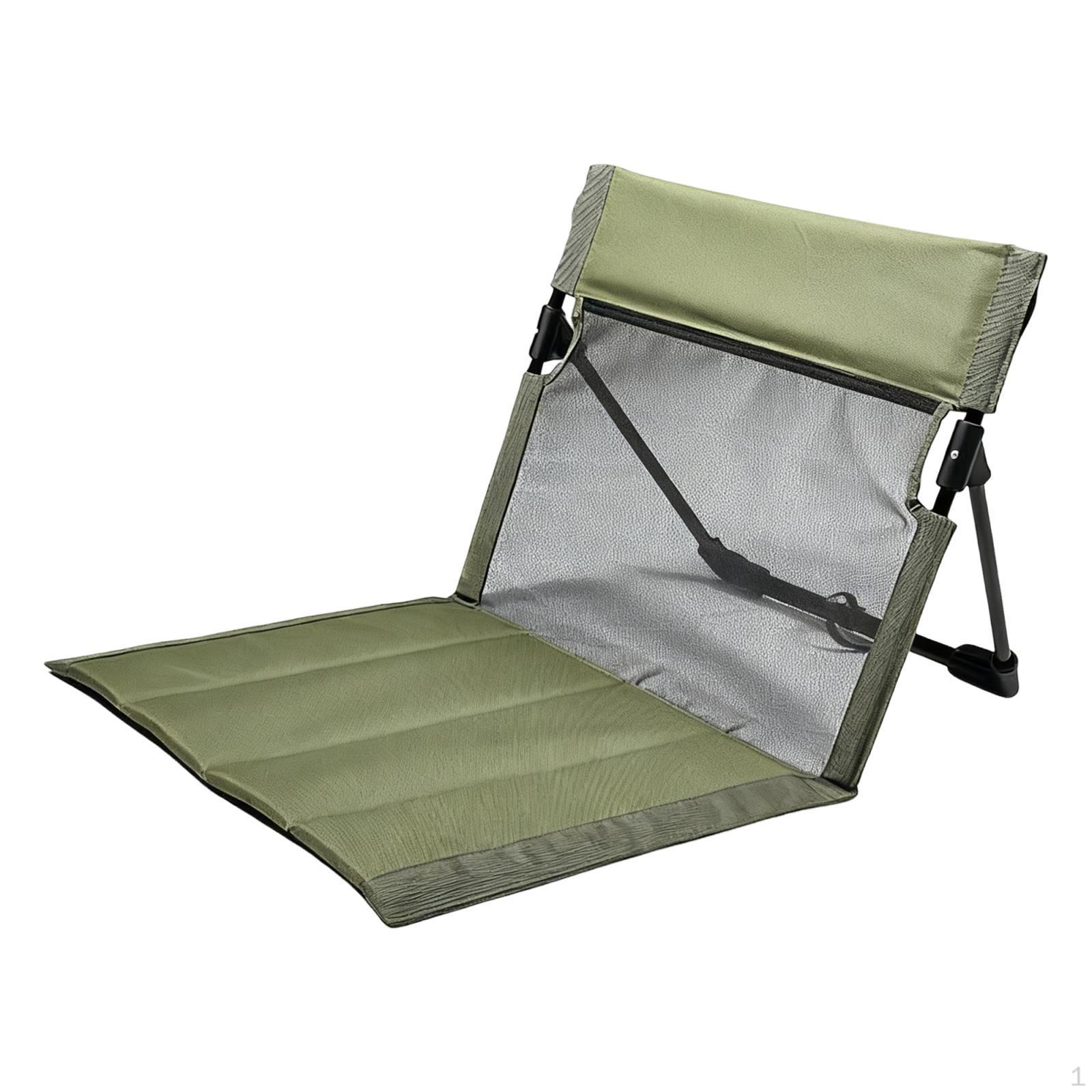

Camping Chair with Backrest Camp Seat Beach Cushion Lounge Foldable for Park Barbecue зелёный