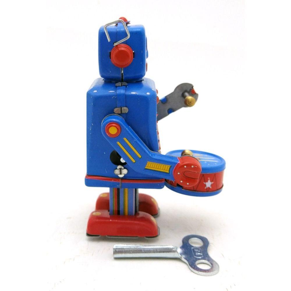 Drumming Robot Clockwork Walking Toy Retro Style Vintage Mechanical Clockwork  Christmas Gift