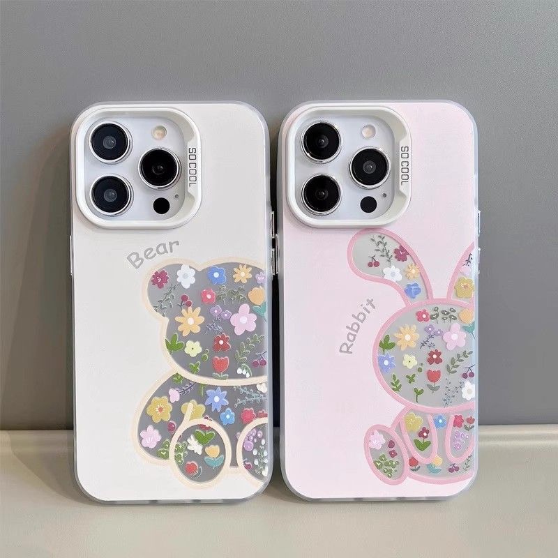 IMD Flower Rabbit Suitable for iphone11promax Mobile Phone Case Bear Apple 11 Protective Case Color Silver 11ins