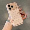 Pink Bow iPhone Case, Leather Texture, Makeup Mirror Stand, Cute Shockproof Phone Cover for iPhone 11-17