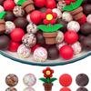 30PCS Silicone Bead Set - Cute Dinosaur, Plant & Flower Designs for DIY Jewelry, Keychains, Bracelets & Craft Pens