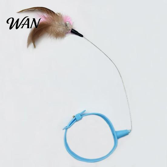 Self-play Cat Toy Collar Feather Interactive Wand Hands Free for Indoor Cats Teaser with Bell Adjustable Kitty Solo Play