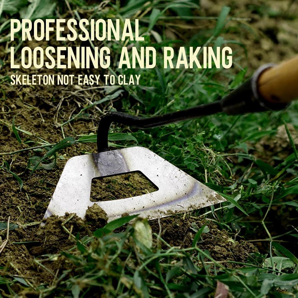 All-Steel Hardened Hollow Hoe - Hand-Forged Garden Tool for Weeding, Loosening Soil Planting Vegetables - Durable Handheld Weeding Rake
