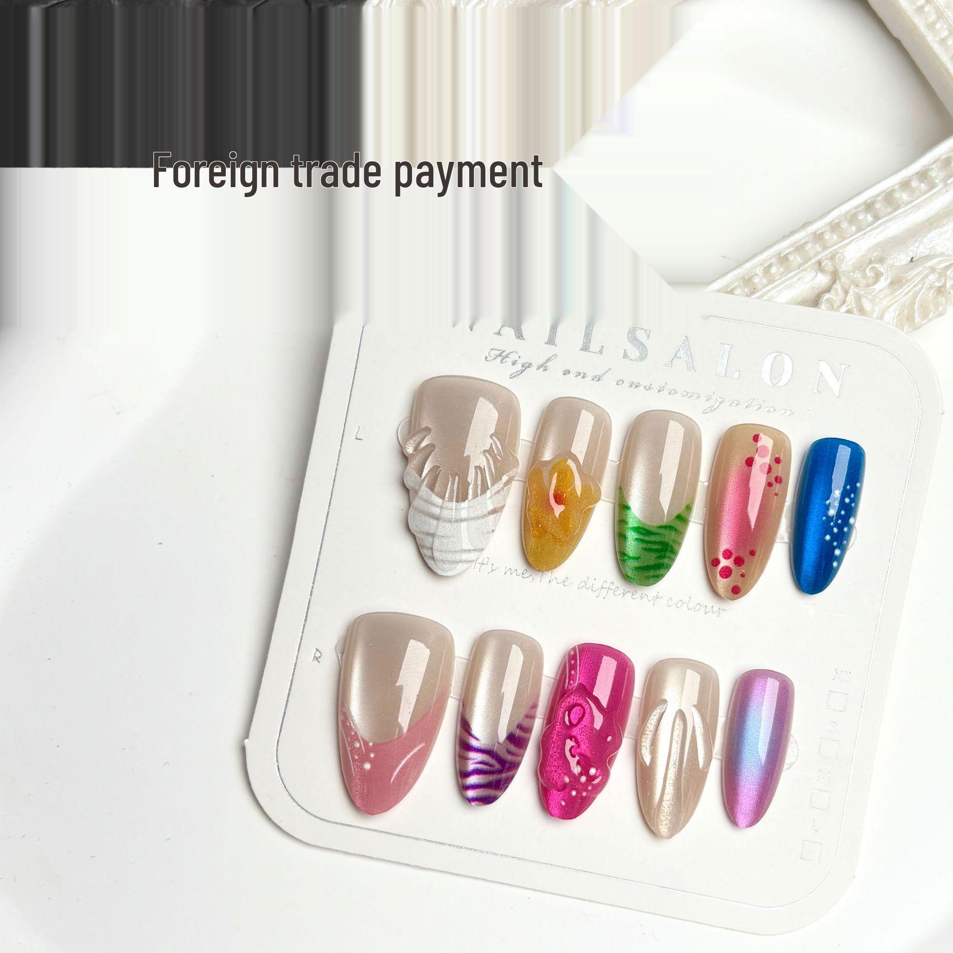 

Colorful Neon Shibuya Spicy Girl Long Press-On Nails with 3D Blush Y2K Design