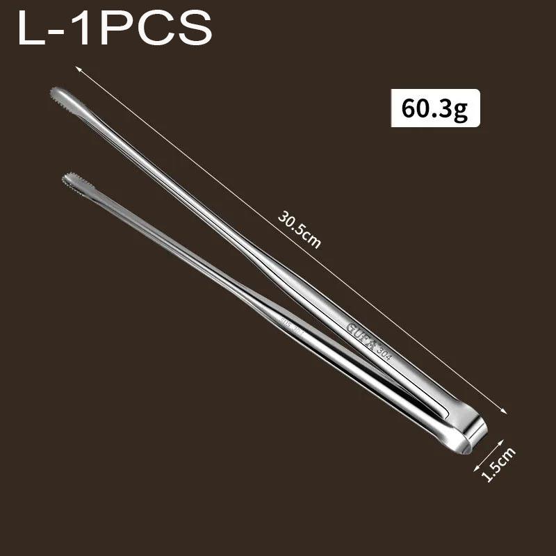 Grill Tongs Stainless Steel Food Tongs For BBQ Cooking Utensils Tongs Silver Non-Slip Tongs Camping Supplies Kitchen Tongs