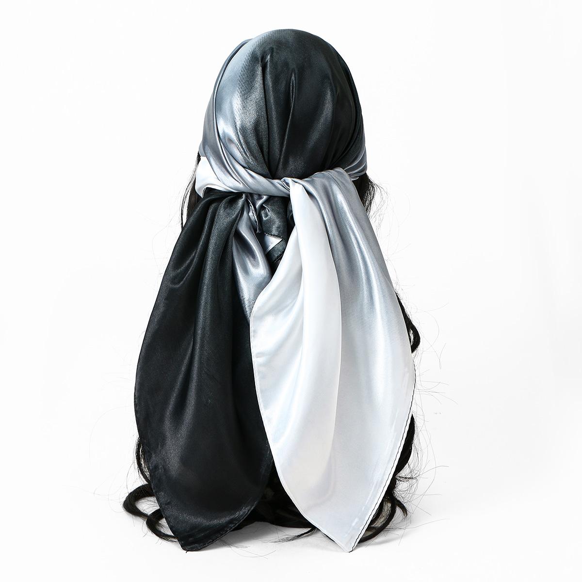 Yto Scarf Women's Classic Gradient Silk Scarf Color Print Satin Shawl Headscarf Towel Fashionable Summer Scarf Polyester 90*90Cm