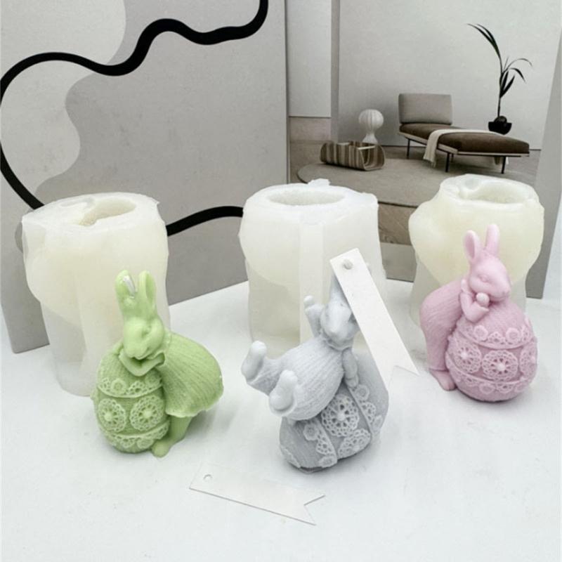 Silicone Crafts Mold Reusable Casting Epoxy Mold 3D Candle Making Easter Rabbit Silicone DIY 3D Handicrafts Resin Molds