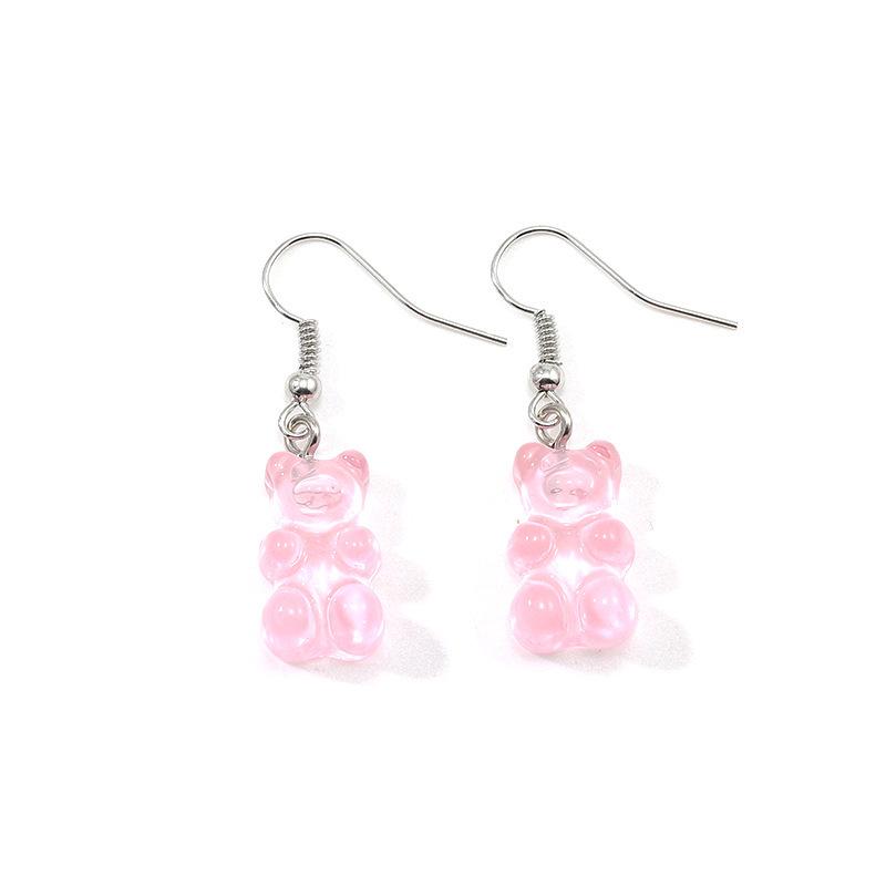 Colorful Jelly Resin Bear Earrings - European & American Fashion