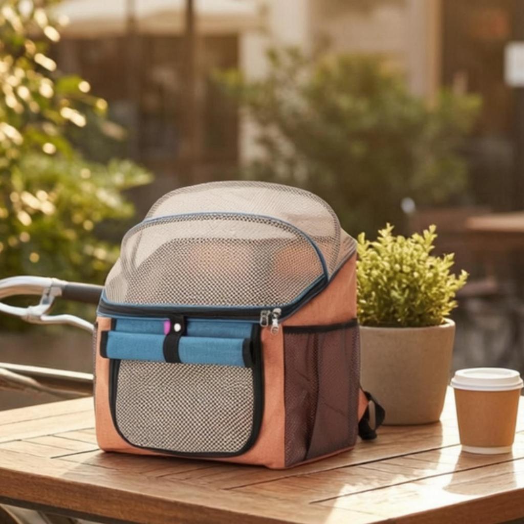Breathable Cycle Handlebar Bag Convertible Cycle-Mounted Pet Carrier for