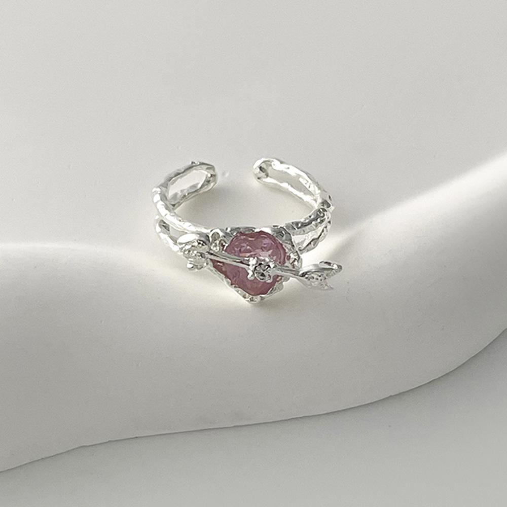 

Новый модный нишевый дизайн «Одна стрела сквозь сердце» с открытым кольцом «Любовь» с бриллиантами