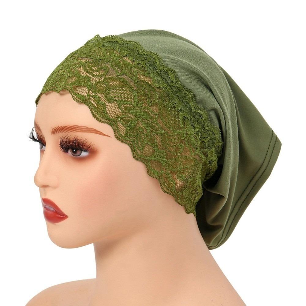 Solid Color Hijab Cap Elegant Undercap Comfortable Fit Pullover Hat  Women Headwear