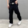 New Fashion Retro Black Embroidered Letter Jeans Street Hip Hop Loose Casual Pants