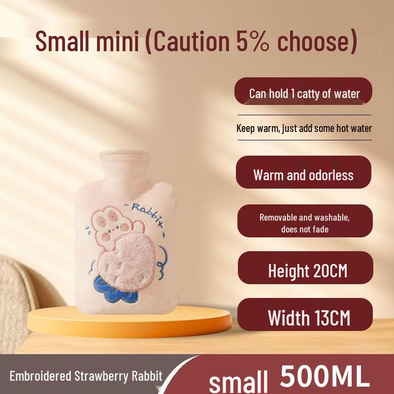 Explosion-Proof Hot Water Bottle with Cute Plush Cover - Ideal for Abdomen and Bed Warmth