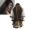 Spitze Herzbesatz Langer Tüll Halloween Brautschleier mit Befestigungskamm für Ehe Hochzeitsfeier Party Accessoires