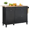 VEVOR Kitchen Island Cart, 50" Wood Top Breakfast Bar with Trash Cabinet Tilt Out 10 Gallon Storage