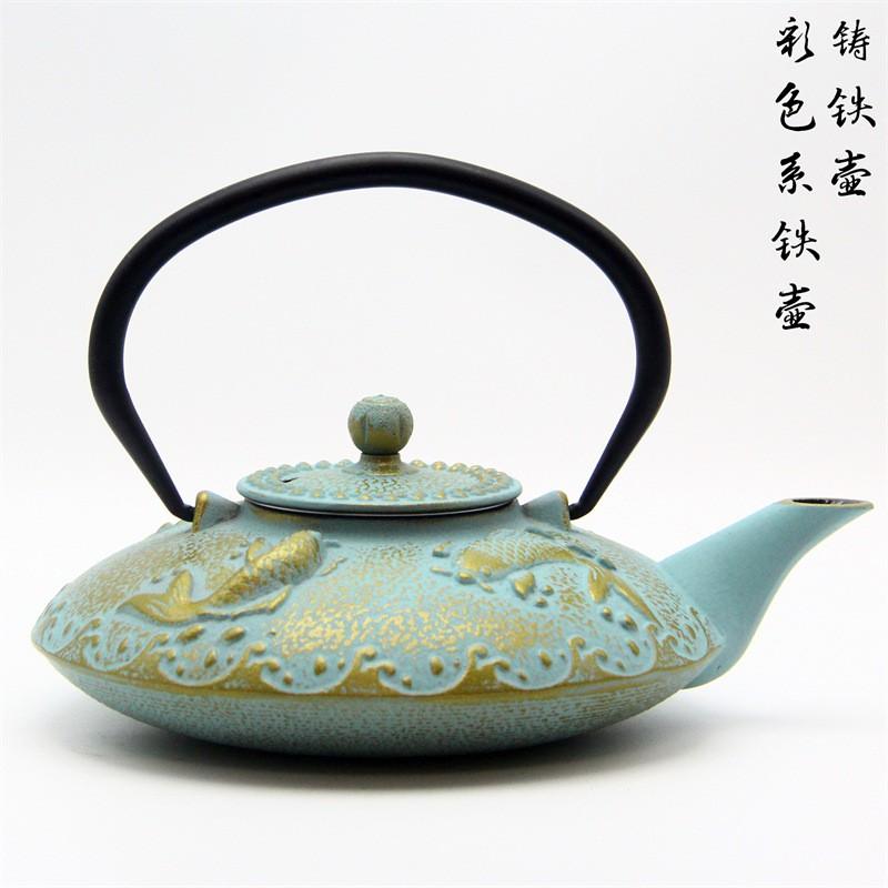 Cast Iron Teapot With Enamel Coating Vintage Style Home Kettle Tea Ceremony 600ml-1000ml Decorative Water Pot