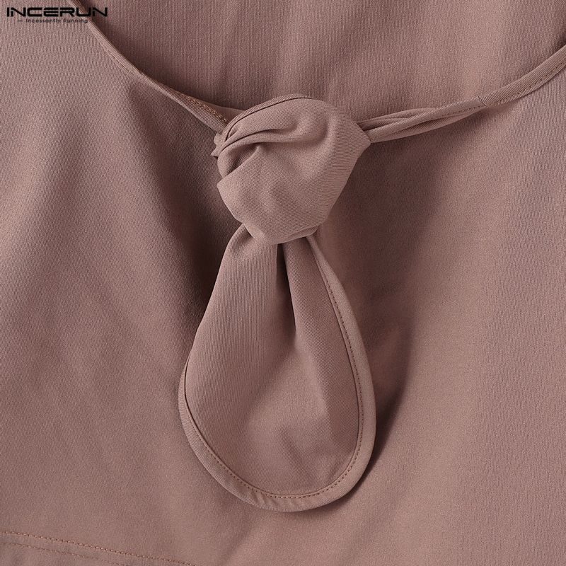 INCERUN Men Women Sleeveless Backless Casual Fitted Party Tank Tops