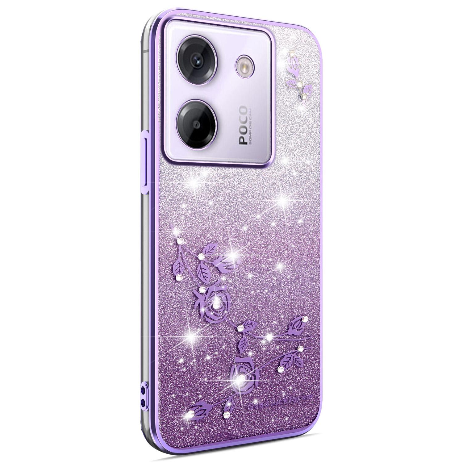 

KADEM Чехол для Xiaomi Poco M7 Pro 5G Цветок TPU Гибкий Градиентный Чехол для Телефона Purple