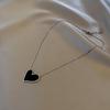Titanium Steel Black Heart Necklace - Elegant, Non-Fading, Modern Sweater Chain for Women