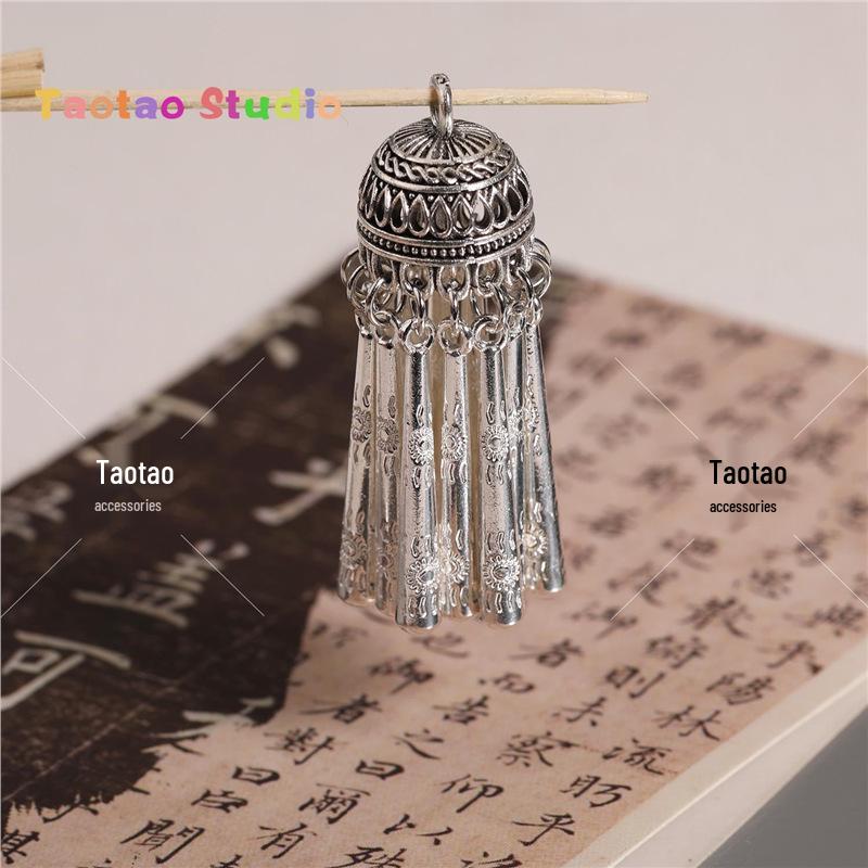 Three-Way Tassel Dangle Pendant Antique Silver Crystal DIY Bracelet Necklace Accessories