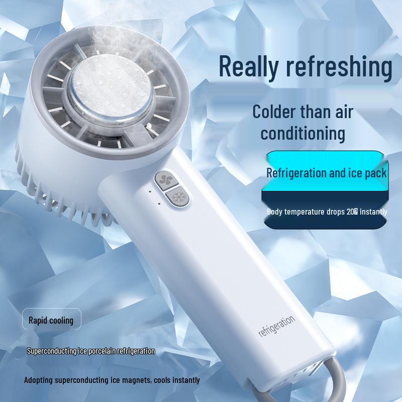 Ice Pack Handheld Semiconductor Mini Fan – Strong Wind Desktop Cooling
