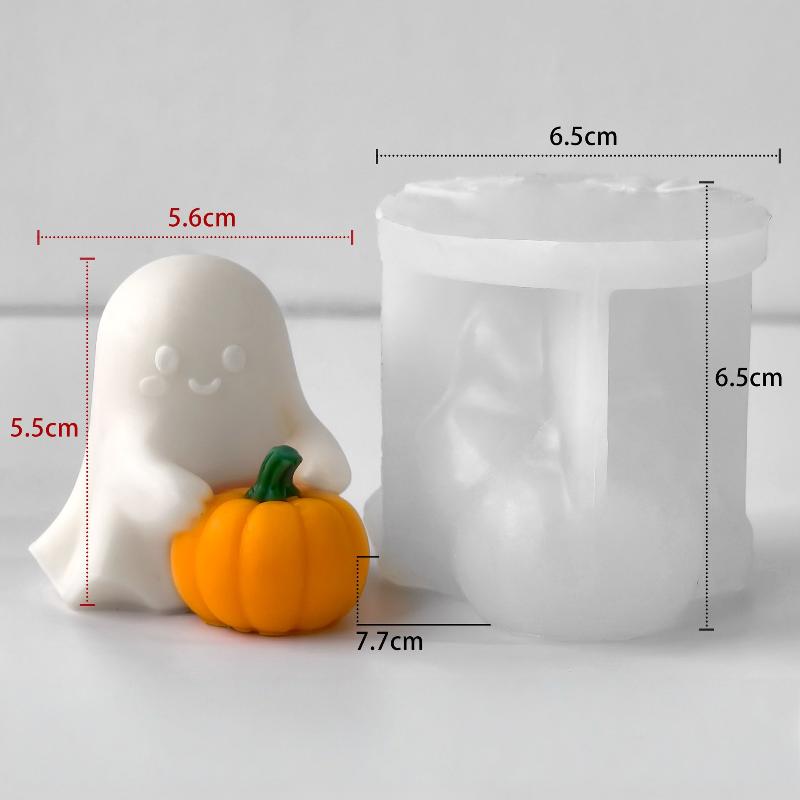Halloween Pumpkin Ghost Silicone Mold DIY Pumpkin Aroma Candle Plaster Decoration Mould Halloween Ghost Candle Making Supplies