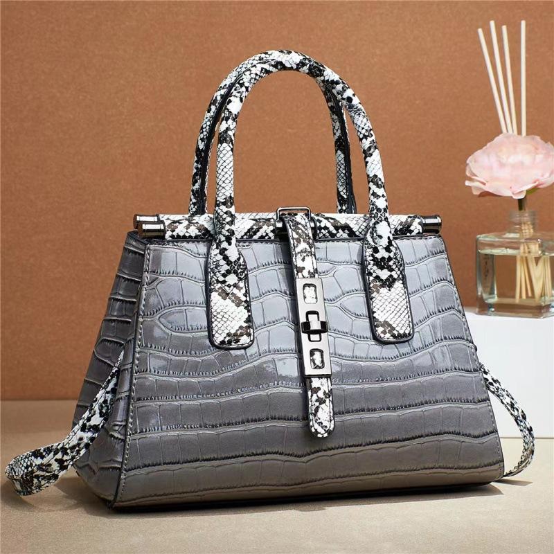 Женская сумка-тоут с узором под крокодила, яркая кожаная большая сумка через плечо, модная дизайнерская женская сумка из лакированной кожи